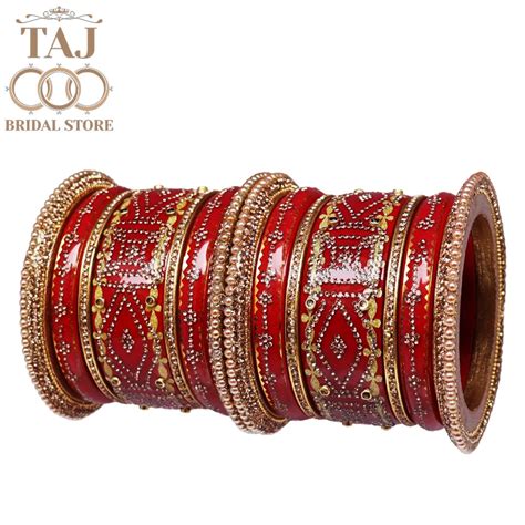 Handmade Lac Bridal Bangles in Traditional Rhinestones Unique Design ...