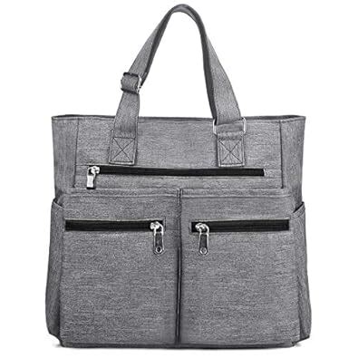 Buy Canvas Tote Bag Waterproof Nylon Multi Pocket Shoulder Bags Laptop ...