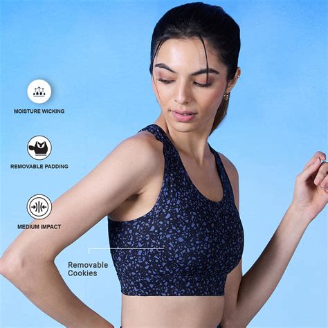 Nykd All Day On-Trend Sports Bra With Keyhole Back-NYK082-Scatter Navy ...