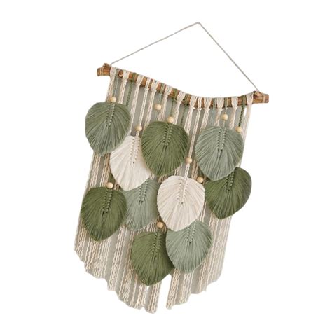 CoudarTitie Boho Leaf Hanging Leaves Macrame, Wall Hanging Fringe ...