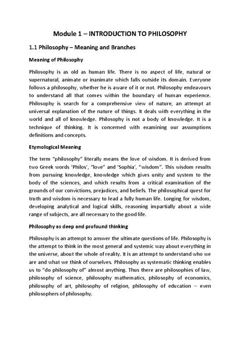 201 - Module 1: Introduction to Philosophy - Key Concepts and Branches ...