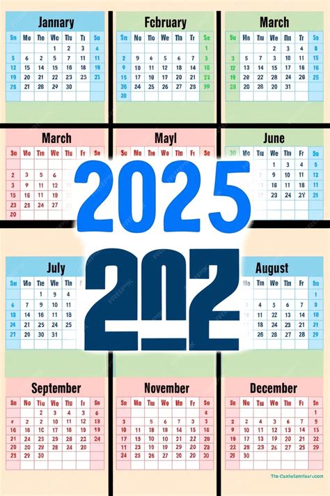 Calendario básico de 2025 en fondo blanco Planificador anual sencillo y ...