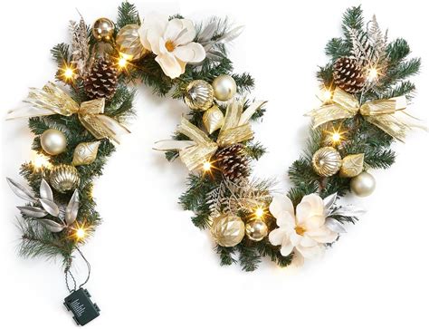 Amazon.com: 6 FT Pre-lit Christmas Garland with 20 LED Lights, Luxury ...