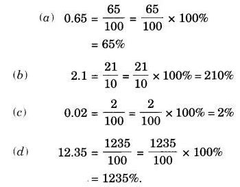 Convert the given decimal fractions to per cents. (a) 0.65 - CBSE Class ...