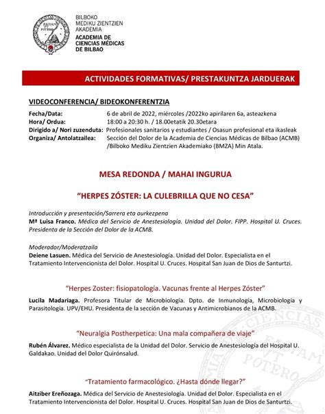 Mesa redonda: “Herpes Zóster: La culebrilla que no cesa" | Quirónsalud
