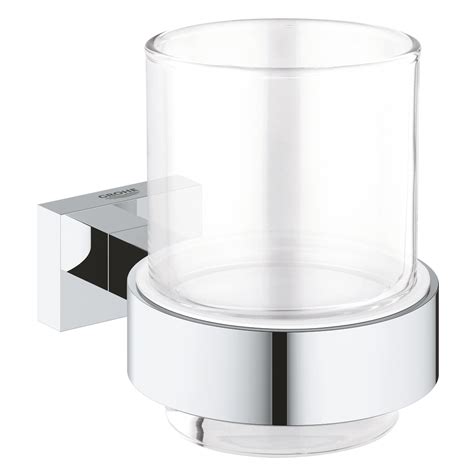 Essentials Cube Crystal glass with holder | GROHE
