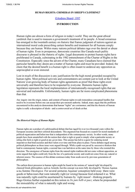 Introduction to Human Rights Theories - HUMAN RIGHTS: CHIMERAS IN SHEEP ...