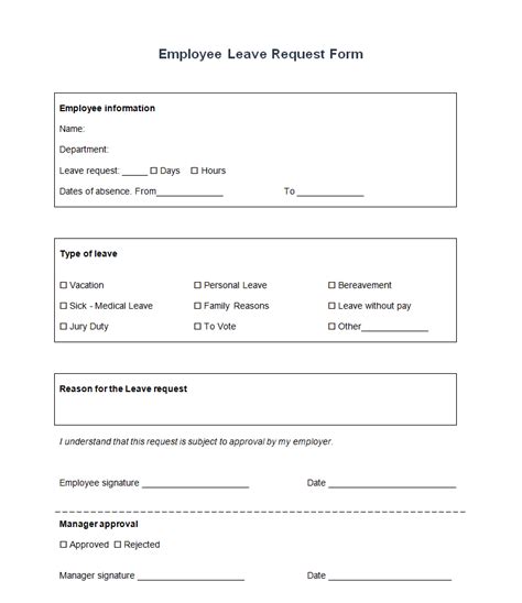 Image result for Leave Request Form Example