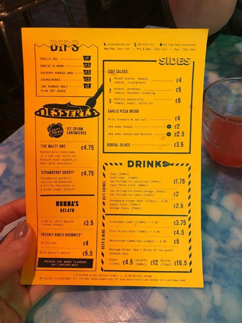 Menu at Yard Sale Pizza pizzeria, London, 622 High Rd Leytonstone