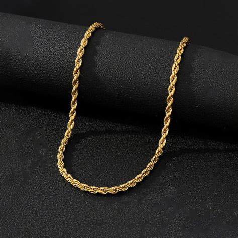Buy Gold Plated Anti Tarnish Rope Themed Thin Necklace Chain in Bulk at ...