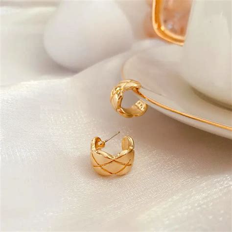 Gold Plated Cross Strip Wide Chunky Hoop Earrings | Salty – Salty ...