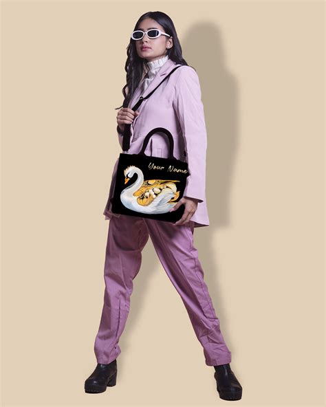 Stylish Design Customized Tote Bag with Swans and Birds - Invoguishindia