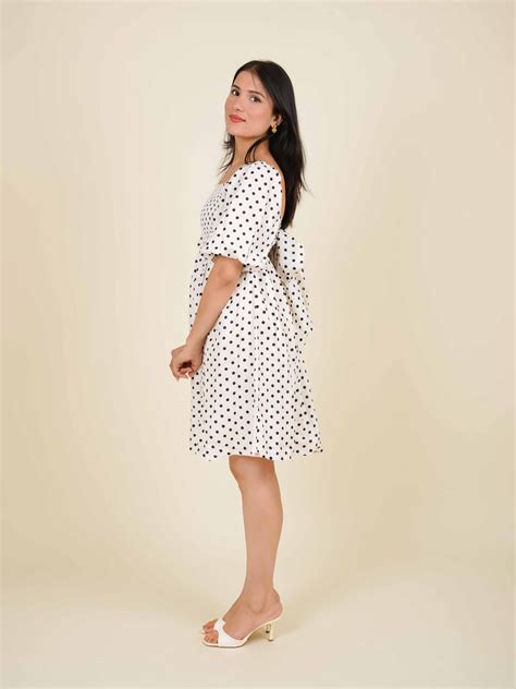 MONOMEE IRIS WHITE POLKA DOT MINI DRESS – monomeeapparel