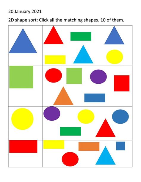 Image result for Sorting Shapes Worksheet