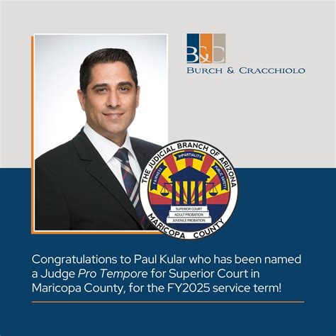 Congratulations to Paul Kular who has been named a Judge Pro Tempore ...