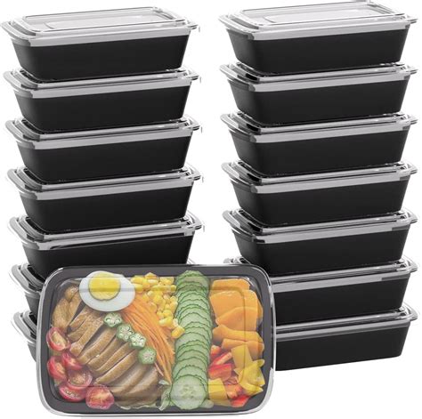 Amazon.com: iHomeSet 30 Pack 34 Oz Black Plastic Meal Prep Containers ...