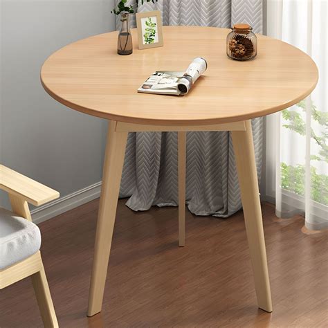Natural Round Wood Modern Dining Table with Manufactured Wood Top and ...