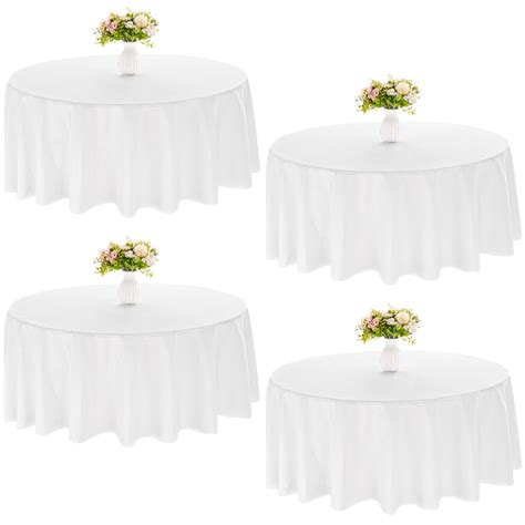 Amazon.com: JALANCY 4 Pack Round Tablecloth 90 Inch White Polyester ...