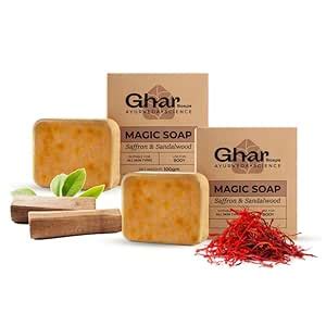 Buy Ghar Soaps Sandalwood & Saffron Magic Soaps For Bath (100 Gms Pack ...