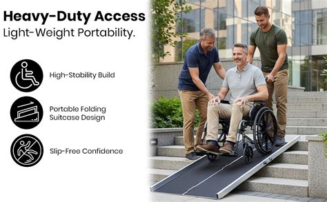 ACC-RED 6ft Portable Folding Wheelchair & Scooter Ramp – Heavy-Duty Non ...
