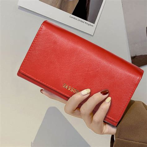 Sassora Genuine Premium Leather Medium Red RFID Purse For Women