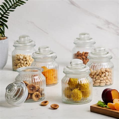 Buy Marley Set of 6 Glass Storage Jars - 650ml from Home Centre at just ...