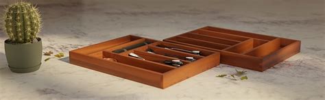 Faara Homes ® Premium Cutlery Tray Brown | 6-Partition Drawer Organizer ...