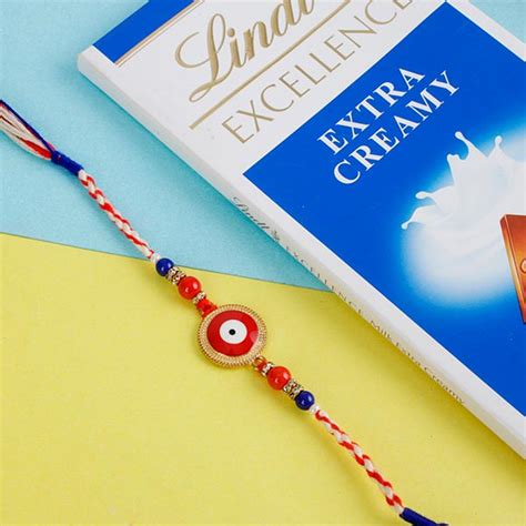Send Red Evil Eye Rakhi with Chocolate Online