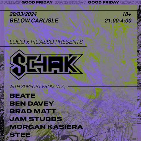 Loco x Picasso presents Schak at Below, BELOW, Carlisle, 29 March to 30 ...