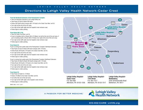 Lehigh Valley Hospital Cedar Crest Hospital Map (2011) - All Maps