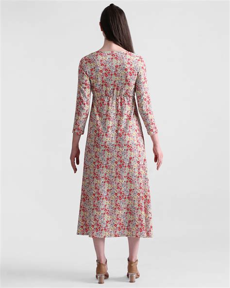 Lavender Floral Print Midi Dress