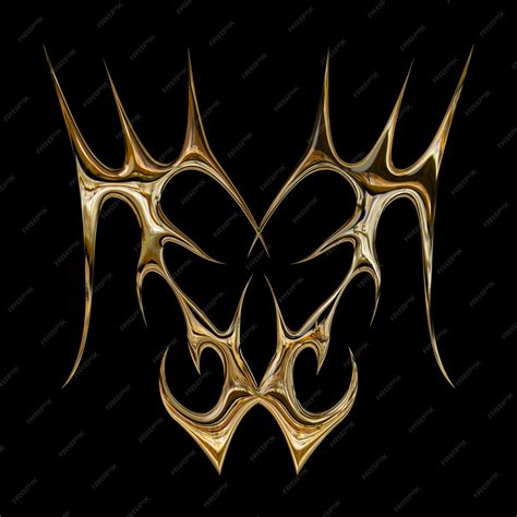 3d chrome metal effect neo tribal y2k gothic style tattoo cyber ...