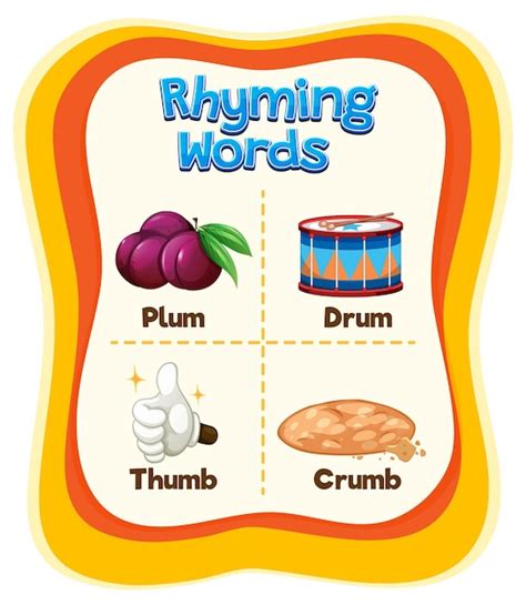 Free Vector | Rhyming Words Educational Chart