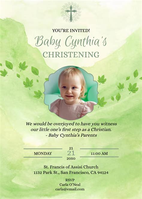 Free Christening Invitation Templates, Editable and Printable