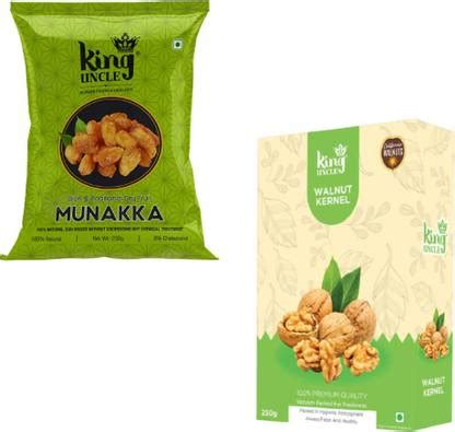 KING UNCLE Dry Fruits Combo of Walnut Kernels(Broken) 250 g & Munakka ...
