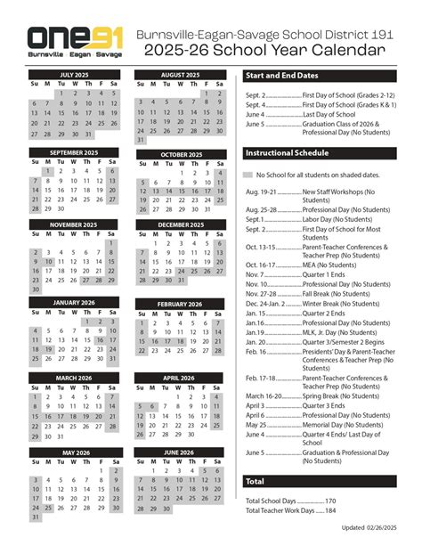 Burnsville-Eagan-Savage School 25-26 Calendar Revised [PDF] - EduCounty