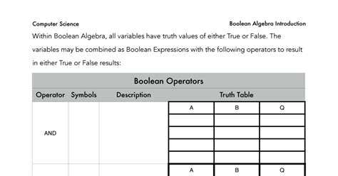 Image result for Boolean Logic Worksheet JavaScript
