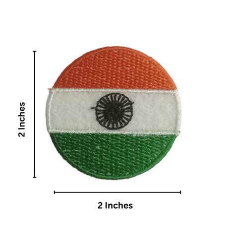Round Indian Tri-Colour Flag Stitch On Embroidery Patch – MARINERSKART