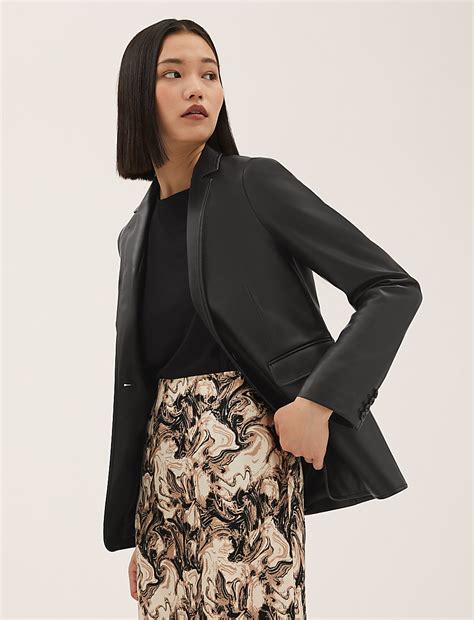 Buy Faux Leather Single Breasted Blazer at Marks & Spencer