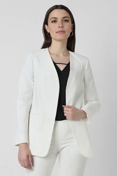 Buy Women White Solid Blazer Online - 39679453 | Van Heusen