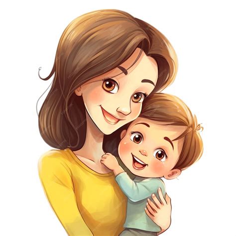 Dibujos animados madre e hijo abrazándose ai generativo | Foto Premium