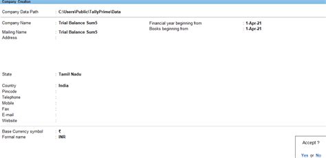 Example Trial Balance Tally Prime in Tamil