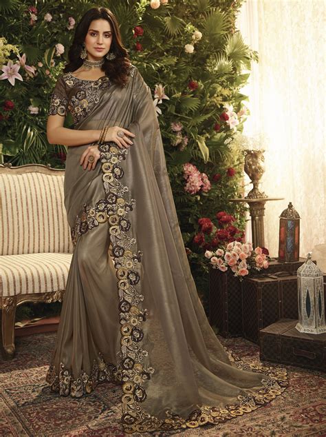 Fancy Fabric Brown Color Saree With Art Silk Brown Color Blouse Heavy ...