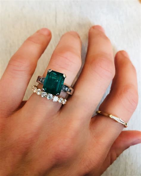 large emerald engagement ring