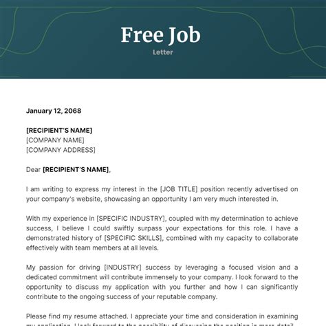 Personal Letter Example for Job 的图像结果