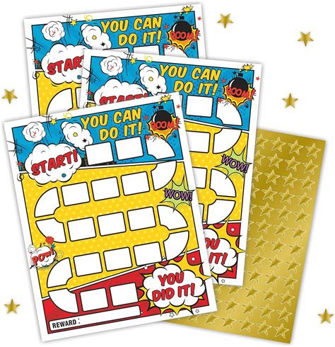 Qyuvanbu Comic Theme Reward Chart with Golden Star Stickers - India | Ubuy