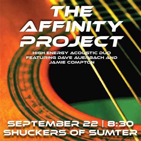 The Affinity Project returns to Shuckers, Shuckers Sumter, 22 September ...