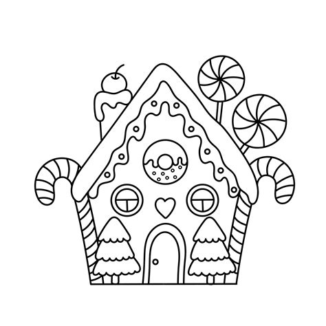 Gingerbread House Outline Coloring Page