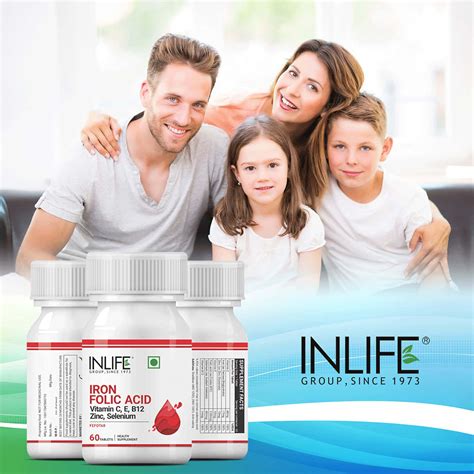 Buy INLIFE IRON FOLIC ACID SUPPLEMENT (60 TABLETS) Online & Get Upto 60 ...