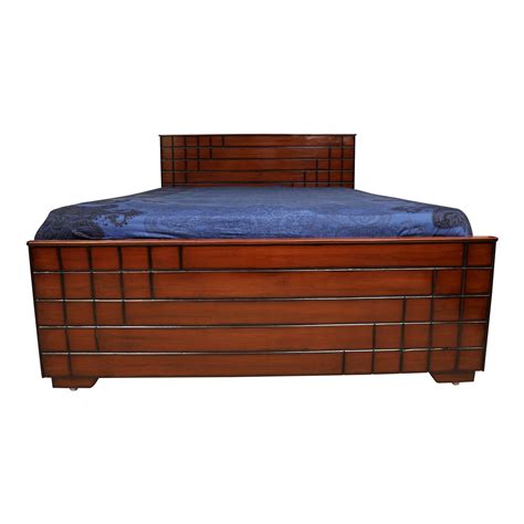 SAF-BD-03 Teak wood with ply cot|78X72|Black Walnut||Cot/Bed Set